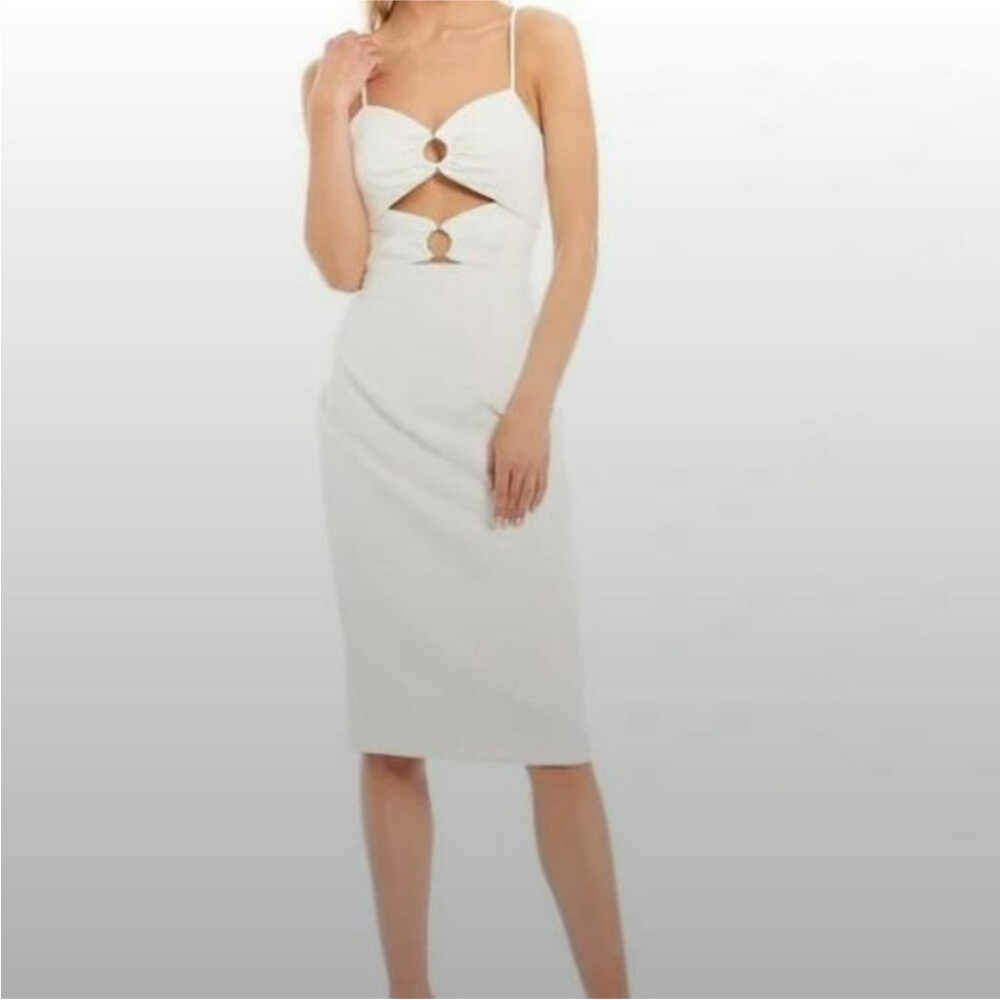 Gianni Bini White Cut Out Tie Front Midi Dress